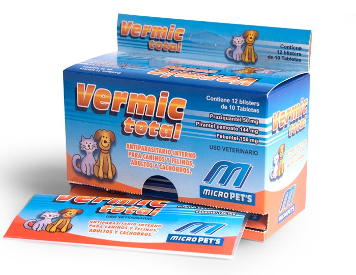 Vermic Total 120 tabletas (12 blisters 10 tabletas ) Desparasitante TEMPORALMENTE AGOTADO